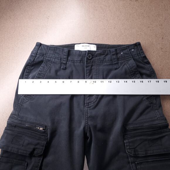 Hollister Loose Cargo Pants Baggy 100% Cotton Women 29x30 Black - Picture 9 of 11
